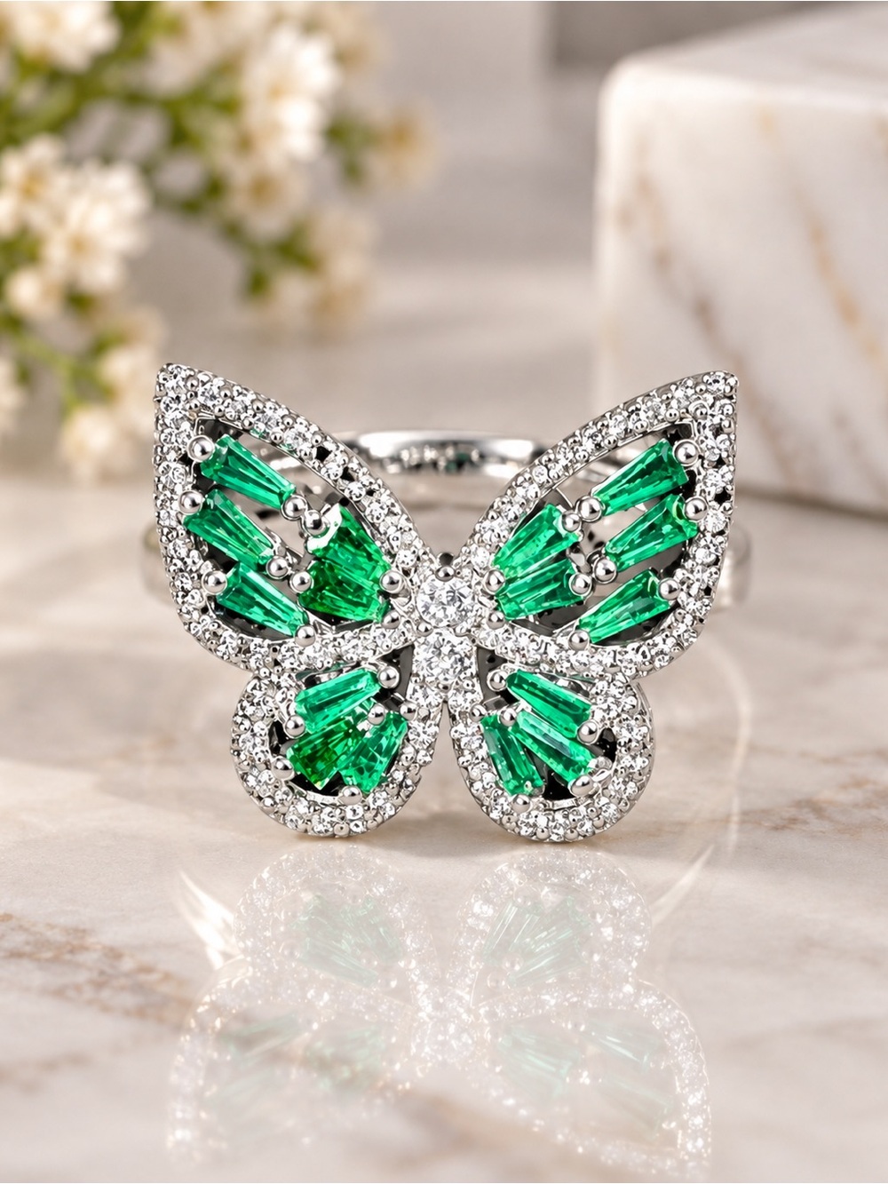 🦋 Sparkling Butterfly Statement Ring 🦋